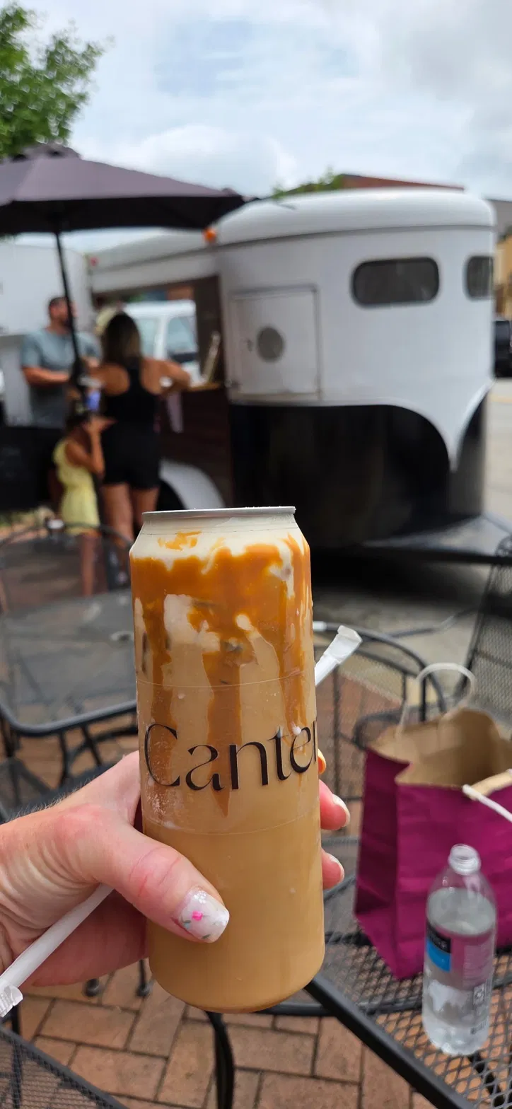 Line of people at Canter Coffee Co. first event — downtown Beaver, PA